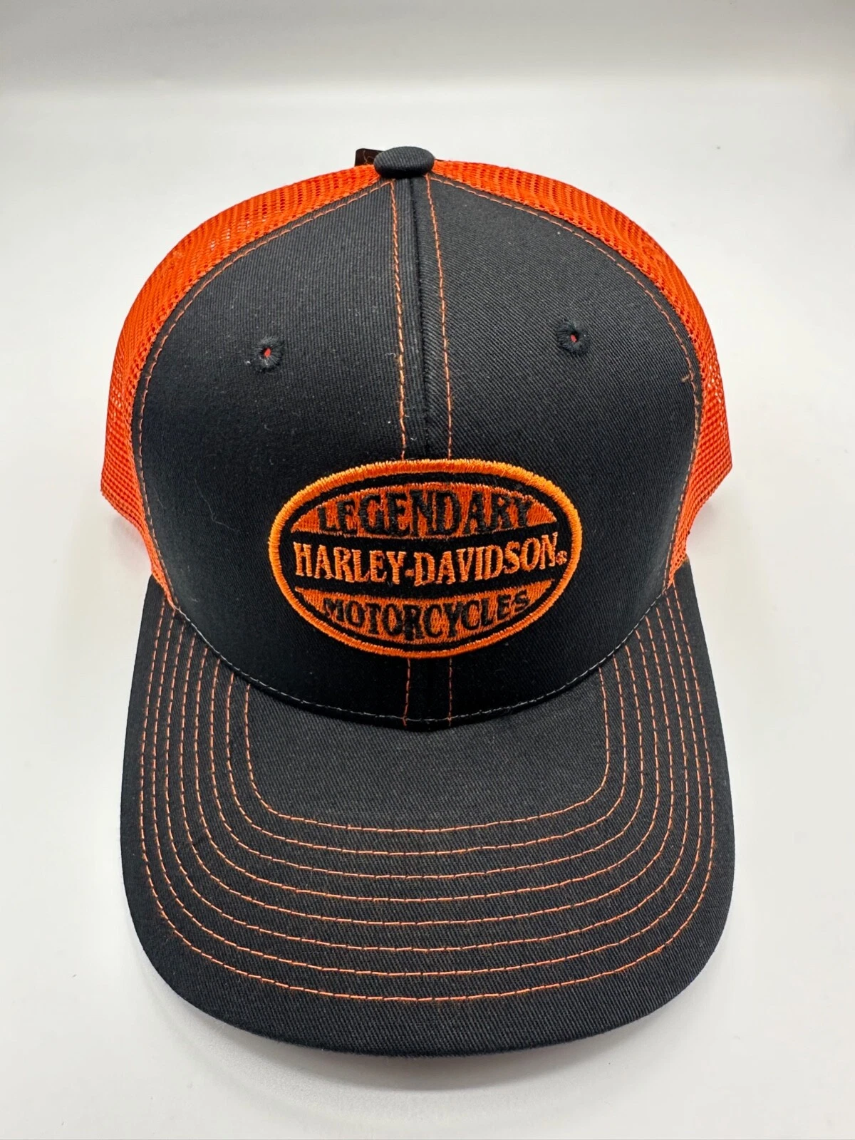 Harley Davidson Logo Orange Graphic Adjustable Snapback Hat Cap One Size