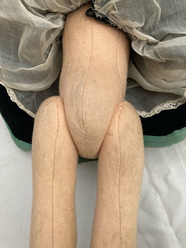 RARE Antique Vintage Cloth Gre Poir 'Lenci' Style17" Felt Doll C1927-1930 - Picture 11 of 12