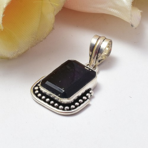 African Amethyst Gemstone 925 Sterling Silver Handmade Pendant - Picture 3 of 5
