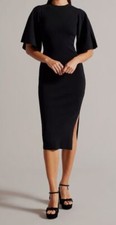 Ted Baker London Women's Black Fluted Sleeve Body-Con Sweater Dress Size 3