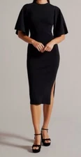 Ted Baker London Women's Black Fluted Sleeve Body-Con Sweater Dress Size 3