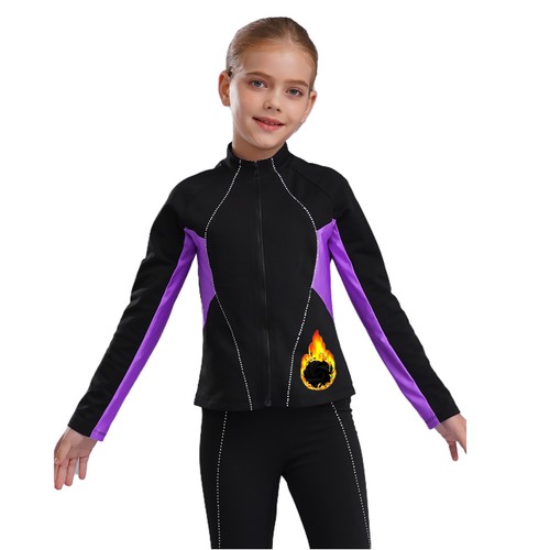 Kids Girls Figure Skating Outfit Fleece-Lined Sweatshirt +Leggings+Vest Sports - Picture 40 of 53