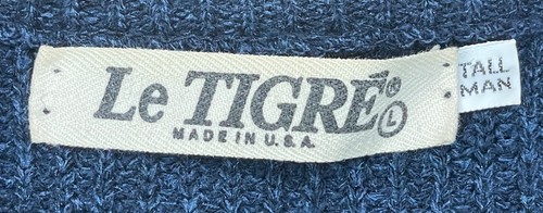 Le Tigre Vintage Made In U.S.A Men's Blue Tall Man Long Sleeve Sweater Size L - Picture 5 of 10