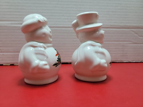 Pfaltzgraff Heritage Ceramic Snowman and woman Salt and Pepper Shakers Christmas - Picture 6 of 17