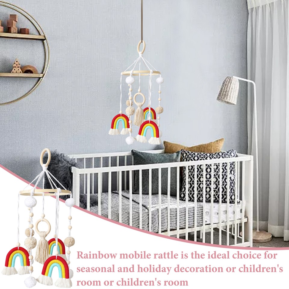 Boho Baby Mobile Baby Crib Mobile Nursery Cot Mobile Macrame Rainbow
