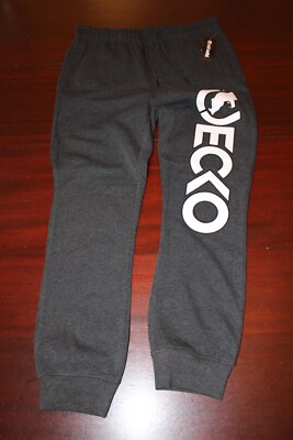 mens ecko unltd fleece embroidered jogger pants L nwt rhino charcoal gray