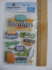 Paper House FAMILY VACATION Luggage Camera Car Plane Adventure 3D Stickers NOS