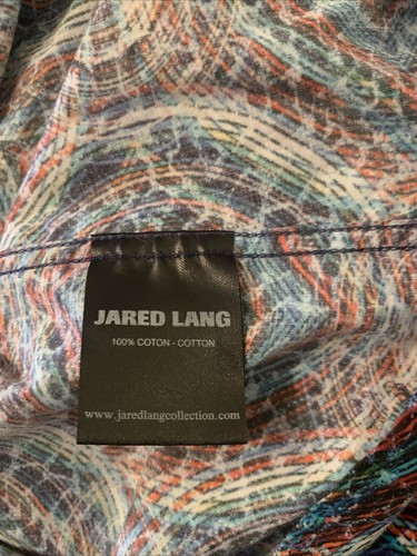 Jared Lang Shirt Men's Medium Short Sleeve Button Up Multicolor Geometric - Picture 6 of 7