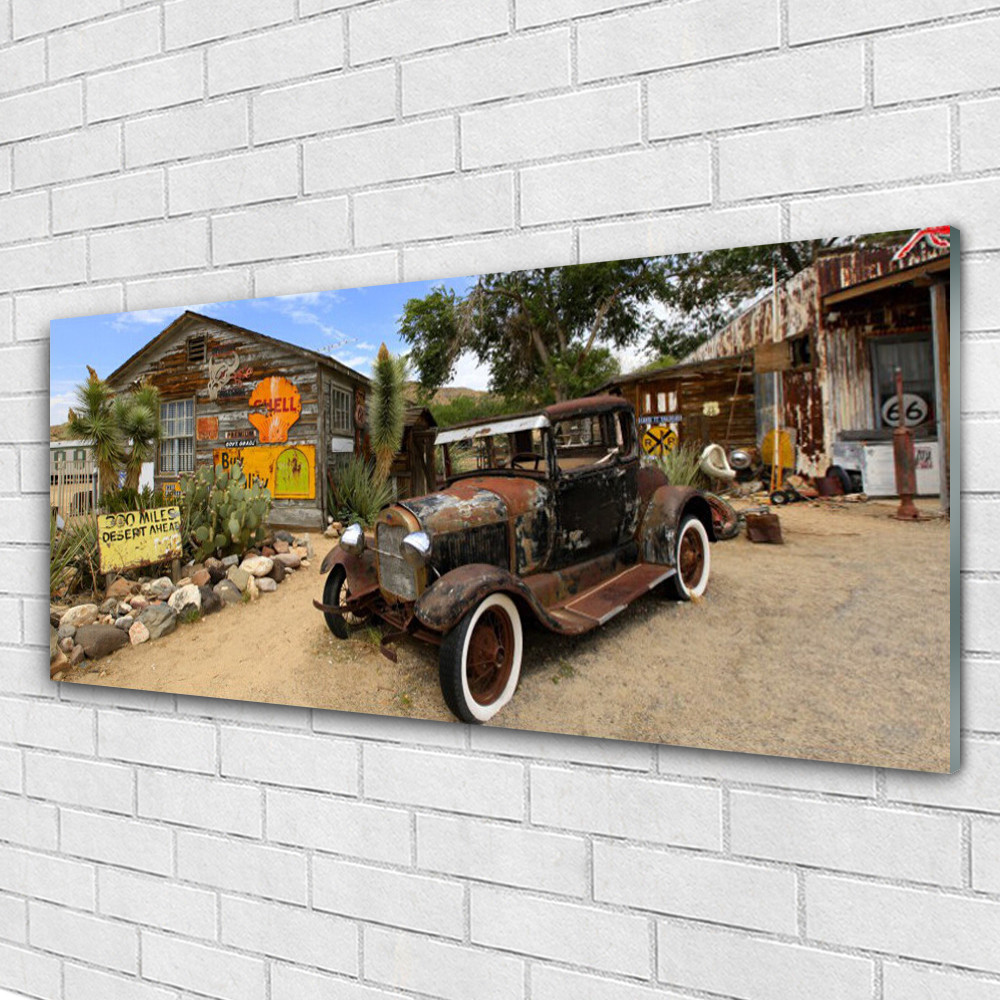 Tableau mural voiture impression sous verre 125x50 cm Tulup déco cadre moderne