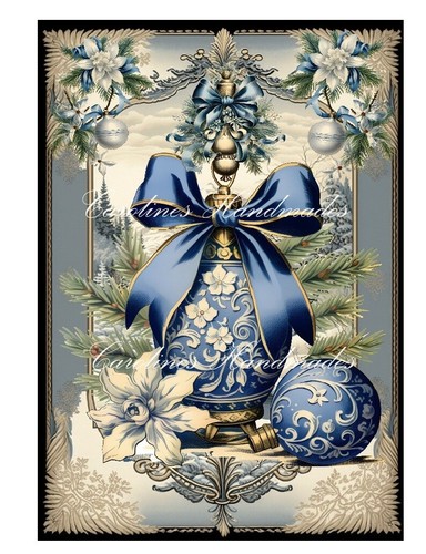 Blue Victorian Christmas Designer MULTI-SIZE SET Cotton Fabric Quilt Blocks - Picture 16 of 17