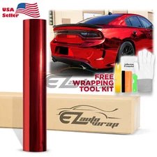 【Chrome】 Red Car Vinyl Wrap Sticker Decal Sheet Film Air Release Bubble Free