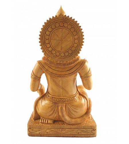 Beautiful Handcrafted Wooden Lord Hanuman Giving Blessing Statue From India (D1) - Picture 3 of 4