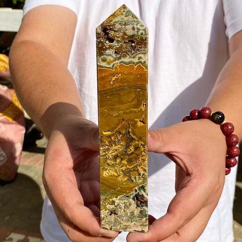 1.2LB Restoration of Natural Ocean Jade Crystal Mineral Pillar obelisk - 第 2/12 張圖片