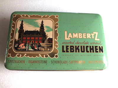 Vintage - HENRY LAMBERTZ LEBKUCHEN - AACHEN - Blechdose - 232 x 144 x 48mm