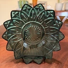 Vintage Federal Glass Bowl Teal Blue  14 Point Starburst Petal Pattern 8.5 inch
