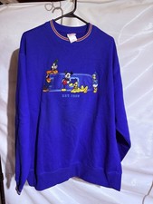 Vtg Disney Store Embroidered Fleece Pullover Sweatshirt Originals Mickey L Blue