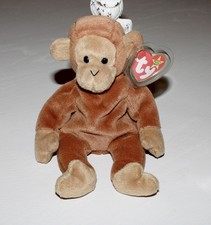 Ty Beanie Babies, 8 inch tall Bongo the Monkey 1996 with mint tags, Retired