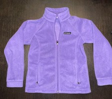 Columbia Girls Purple Fleece Full Zip Jacket M Long Sleeve Mid-Length Pockets