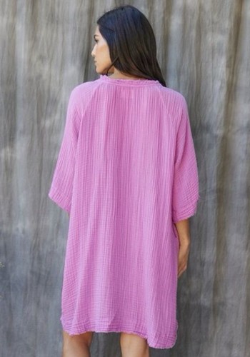 9 Seed Joshua Tree Kaftan Coverup Gauze Short Sleeve Sz S Dusty Pink Mauve Beach - Picture 10 of 11