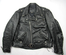 Vtg 70s 80s Harley Davidson Leather Motorcycle Jacket Mens Sz 48 Black USA Made