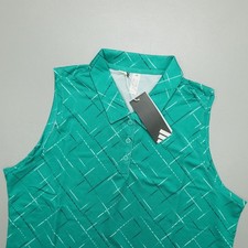 adidas Ultimate365 Printed Sleeveless Polo Shirt Women s Size L Geometric JM1978