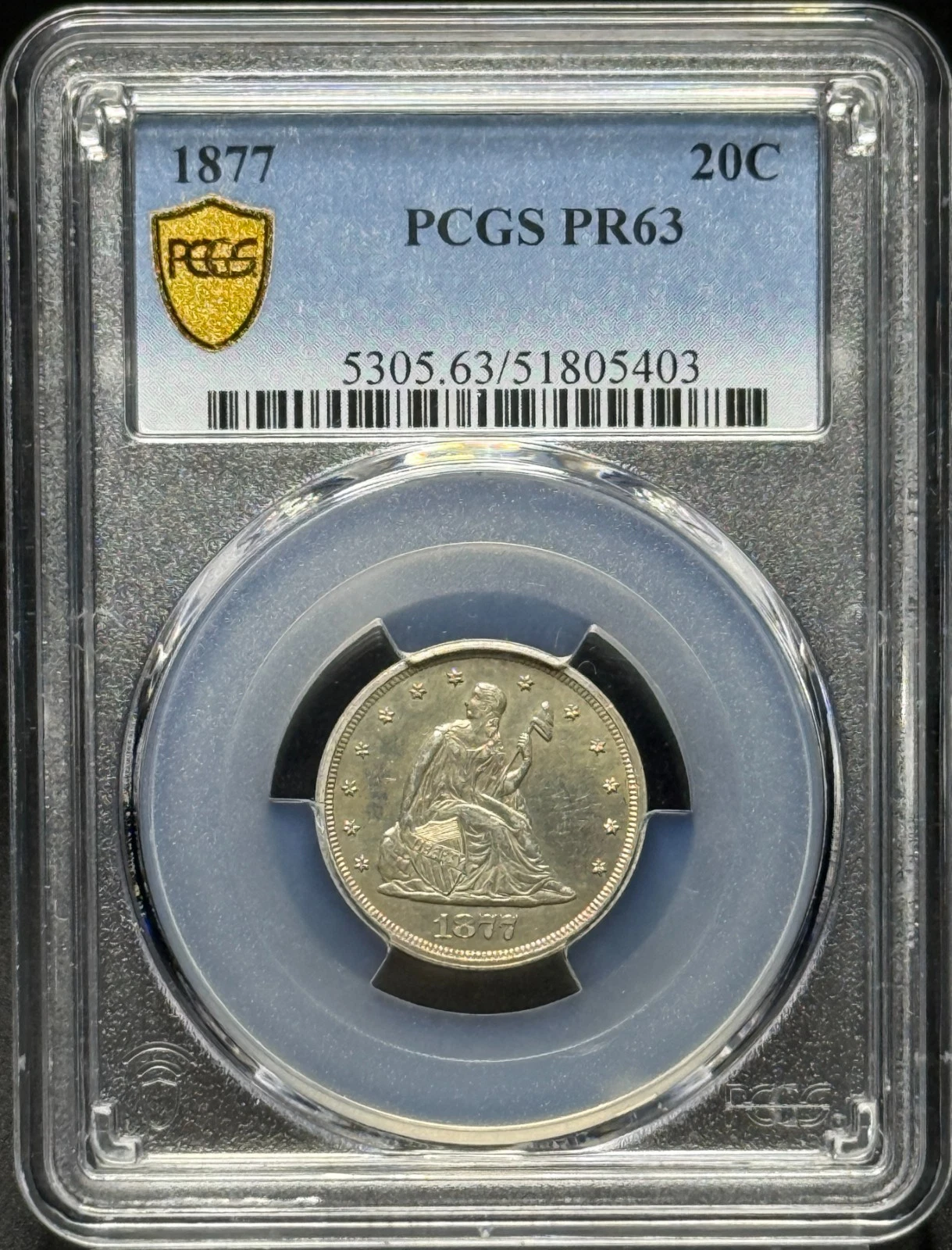 1877 Twenty Cent Silver Piece PR63 PCGS