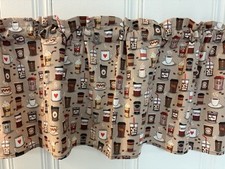 Custom Coffee House Cups Beans Kitchen Window Valance Curtain - Made in USA