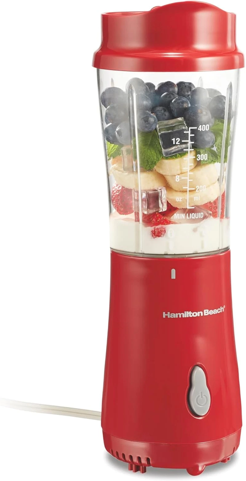 Portable Blender 14Oz BPA-Free Cup & Lid, Stainless Steel Blades, Red 51101RV