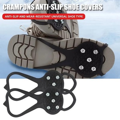1 Paar 5 Stollen Anti-Rutsch Eis Schnee Camping Wandern Schuhe Winter Sicherheitsstiefel Uni
