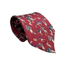 VTG John Weitz Maroon tie with Football SPORT Players 100% Silk Made in USA TEAM