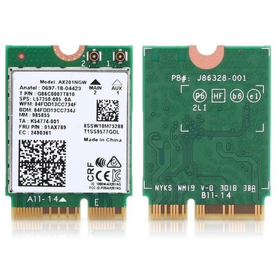 Intel AX201NGW Wi-Fi 6 AX201 Wireless Card - Bluetooth 5.1 - Dual Band 0XVV0P