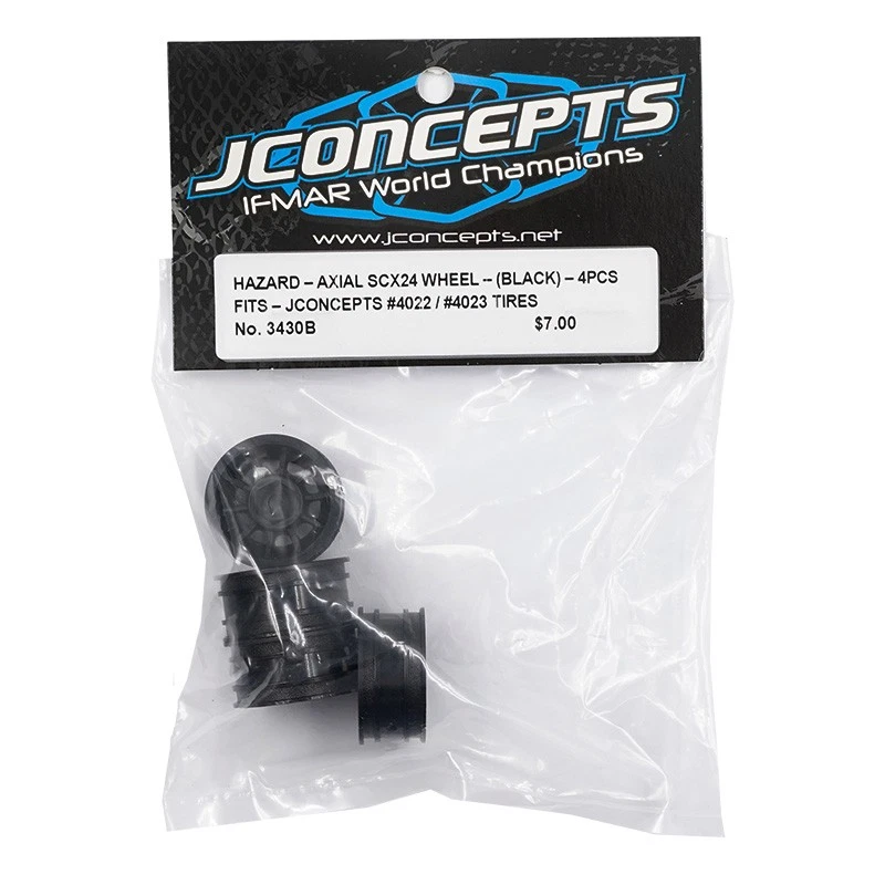 Jconcepts Hazard 1inch Rim 4pcs Black For Axial SCX24 1/24 RC Car Crawler #3430B - Image 2 of 2