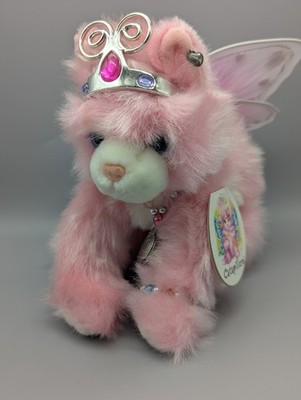 VTG Y2K Aurora Cat Plush Catapillers Valentina Jewels Wings Pink Silver Crown