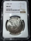 NGC 1922 MS63 Peace Dollar