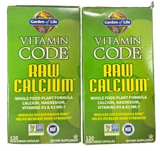 FOR 2 BOXES Garden of Life Vitamin Code Raw Calcium 120 Capsules EXP2026+ NEW