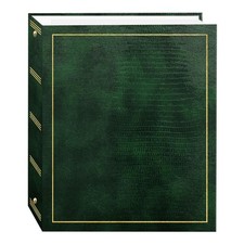 Magnetic Self-Stick 3-Ring Photo Album 100 Pages 50 Large, Hunter Green