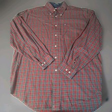 Tommy Hilfiger Men's Large Button Down Shirt Long Sleeve Plaid