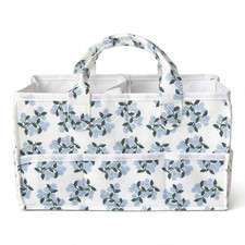 Floral Diaper Caddy Organizer with Removable Dividers Blue Flower Baby Nappy ...