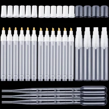 16 Pcs Refillable Acrylic Paint Markers 3 Mm 6 Mm 15 Mm Empty Acrylic Markers Wh
