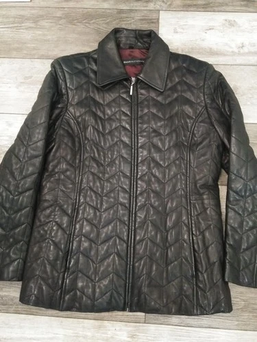 Dana Buchman Quilted Leather Jacket BLACK SIZE LARGE