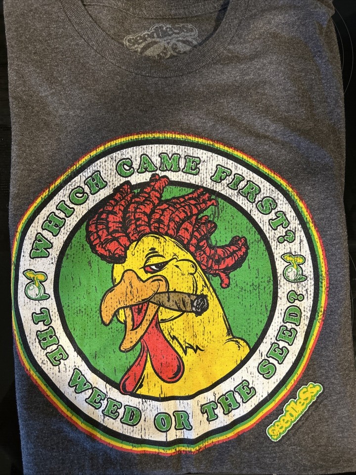 A genuine vintage stoner novelty tee — the kind of deadpan weed humor that aged into actual retro charm.