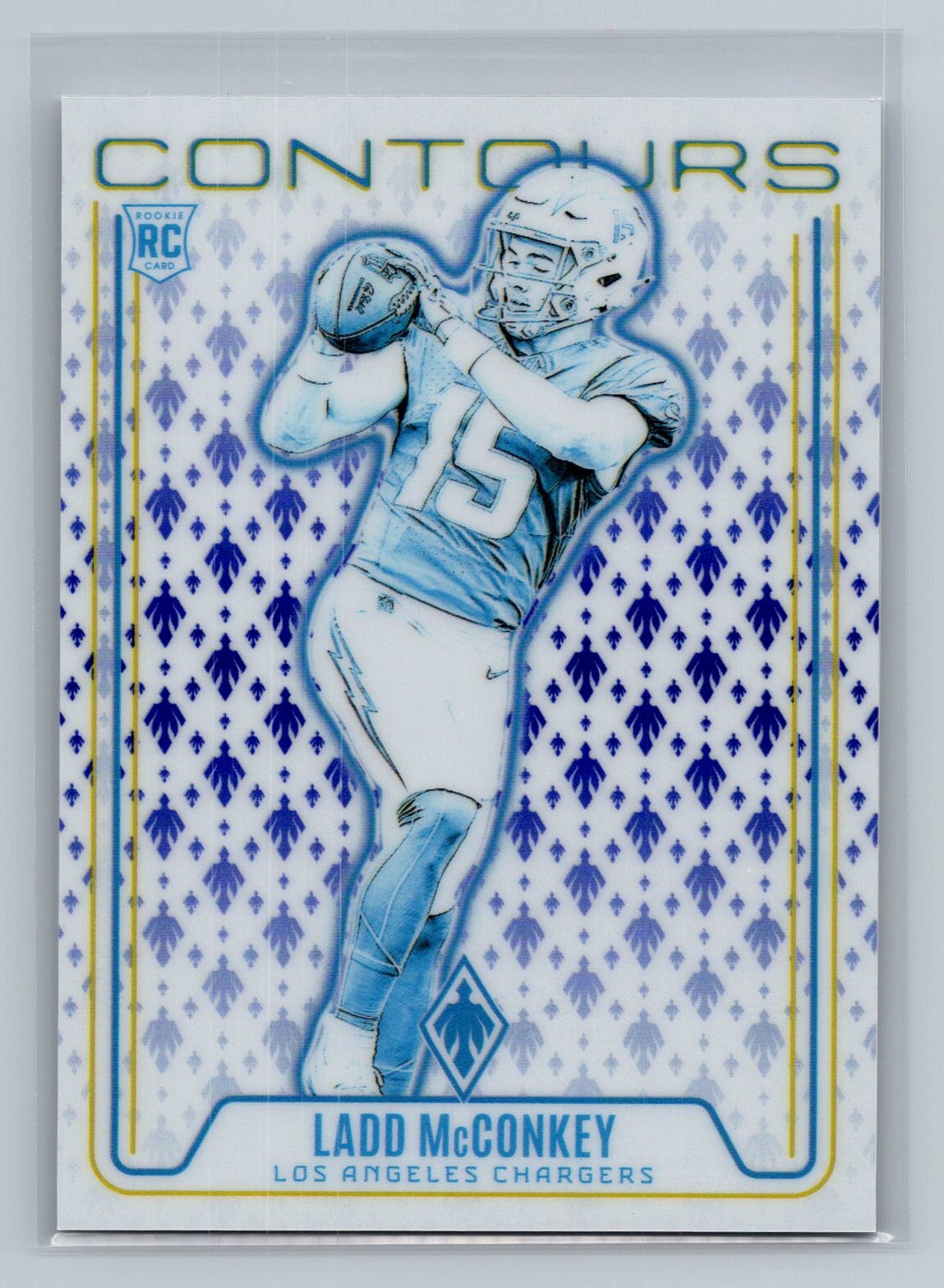 Ladd McConkey 2024 Panini Phoenix - Contours Blue #CON-LMY #/50 RC Chargers