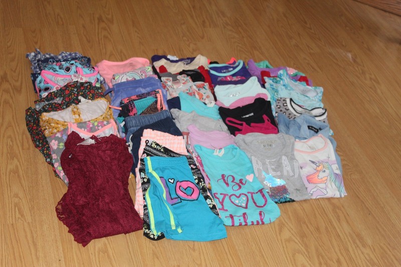 Girls Used Clothes Size 7/8     Mixed Lot of 47 Items    Dresses/Shorts/Shirts