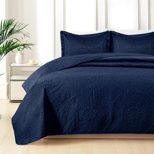 Luxury Bedspread Set Quilted Coverlet Bed Throw Soft Breathable Bedding Cover