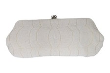 Vintage 40s Goldwaters White Hand Beaded Pearl Seed Bead Clutch Purse Japan