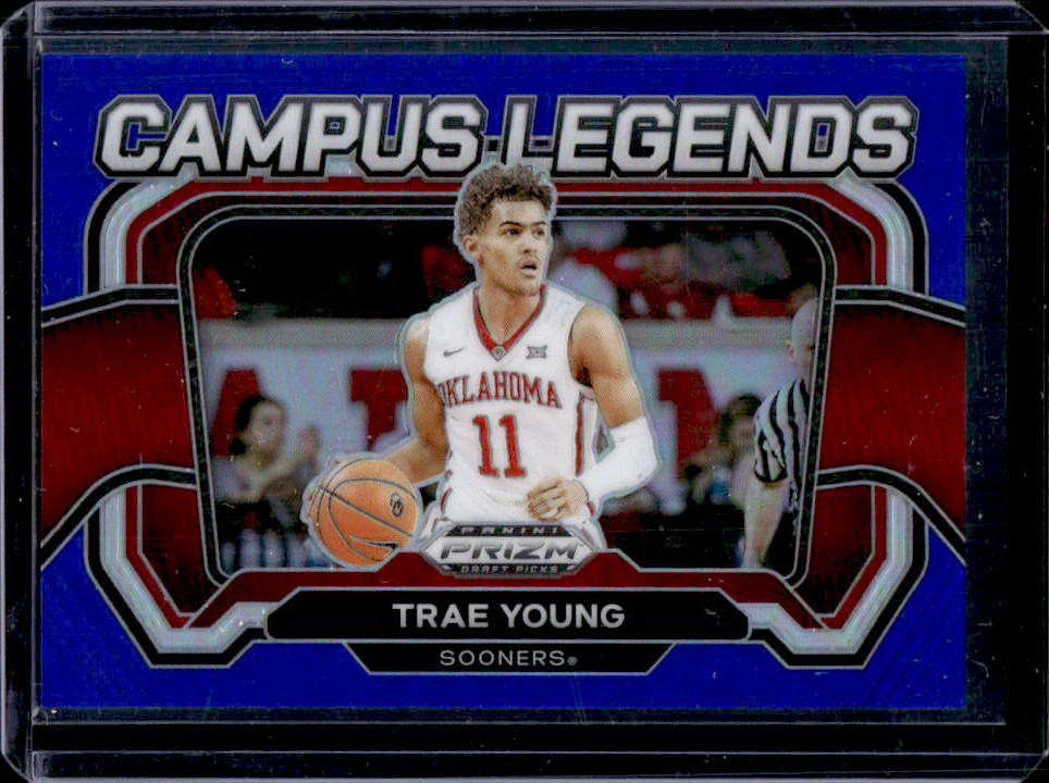 2024 Prizm Draft Picks Trae Young Campus Legends Blue #187/199