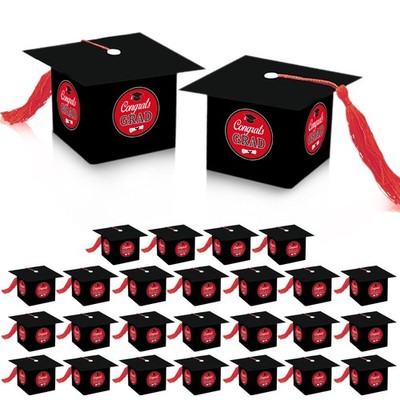 Graduation Candy Boxes - Huge, Pack Of 25 | Graduation Cap Gift Box for Red Grad