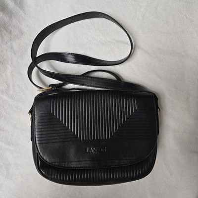 [Used] LANVIN Vintage Black Leather Shoulder Bag Women's Authentic Classic