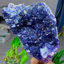 3.85LB Rare transparent purple cubic fluorite mineral crystal sample/China