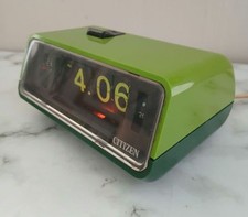 Vintage Citizen Flip Alarm Clock High leaf Curtis 5RD025 Green Used from Japan
